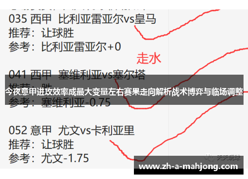 今夜意甲进攻效率成最大变量左右赛果走向解析战术博弈与临场调整